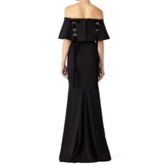 Badgley Mischka Off the Shoulder black long formal gown dress Sz 10 - Picture 3 of 15